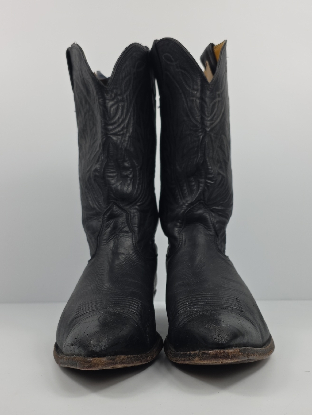 Vintage Nocona Made in USA Black Leather Western Cowboy Boots Men's Size 10.5 - Picture 5 of 16
